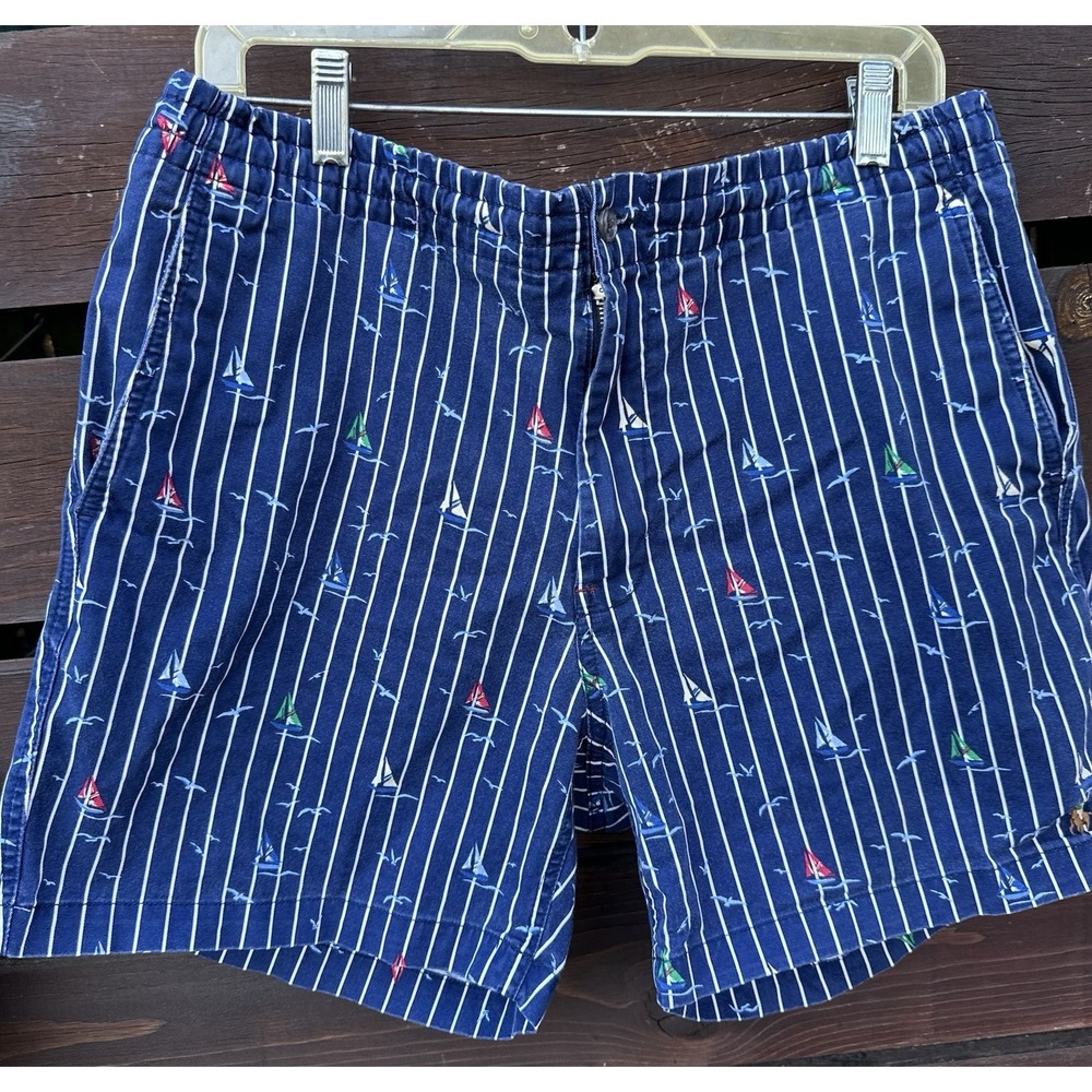 Polo Ralph Lauren Shorts Men Blue Stretch Classic Fit Boats Large